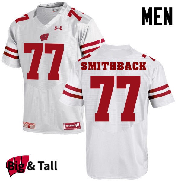 Wisconsin Badgers Men's #77 Blake Smithback NCAA Under Armour Authentic White Big & Tall College Stitched Football Jersey LH40R82SY